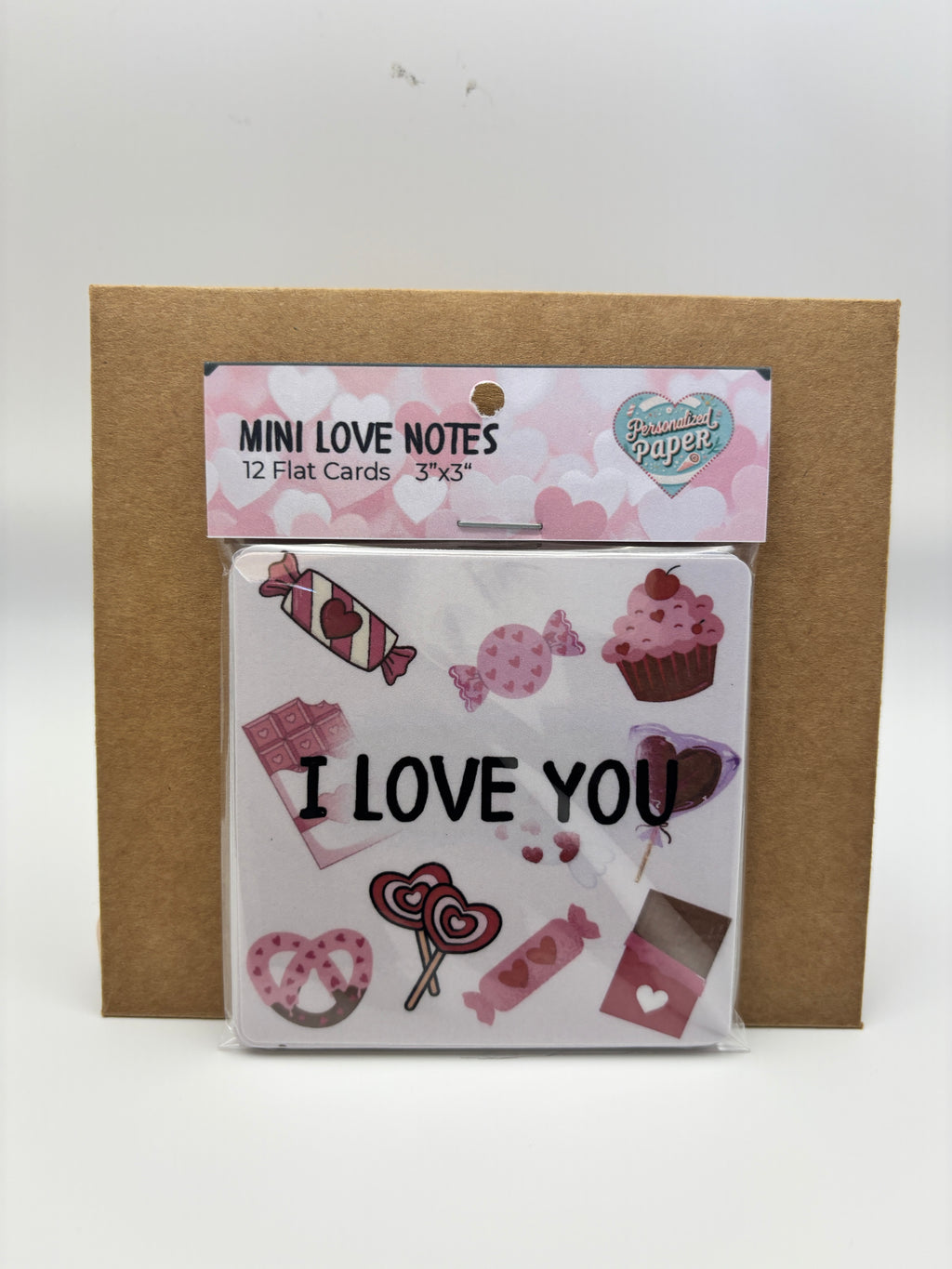 Mini Love Notes (12 Pack) | 3x3 Flat Cards-Candy