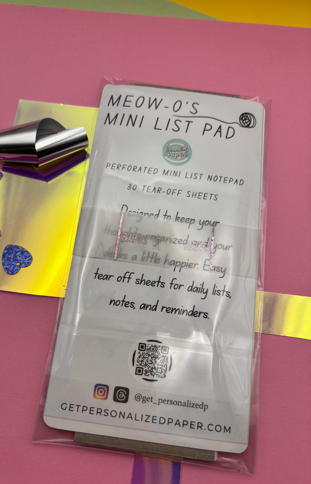 Meow-o’s Mini List Pad – 30 Tear-Off Sheets